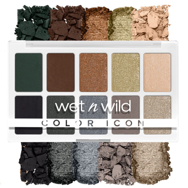 Wet N Wild Color Icon 10-Pan Eyeshadow Makeup Palette Blue Lights Off Long Lasting Shimmer Metallic Glittery Matte Rich Smooth Pigment Cruelty