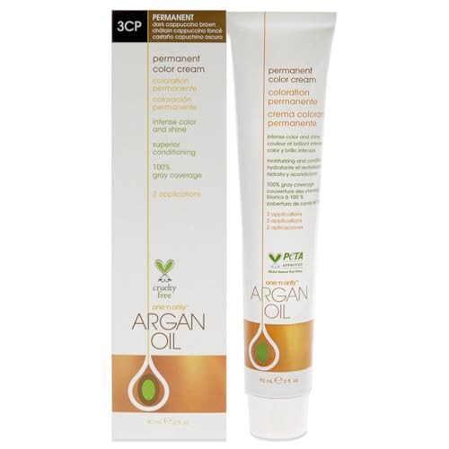 Onen Only Permanent Hair Color - Permanent Hair Dye Made With Argan Oil - Delivers Rich Accurate Tones With Gray Coverage - Improves Moisture & Elasticity - 3Cp Dark Cappuccino Brown ( ) 3 Oz
