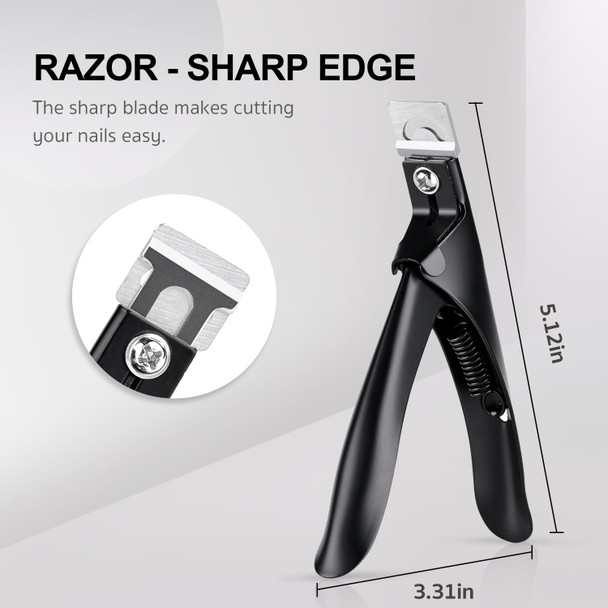 Gaoy Acrylic Nail Clippers Professional Stainless Steel Edge Cutter For False Nail Tips Salon & Home Use Sharp Blade Clip Manicure Tool Black