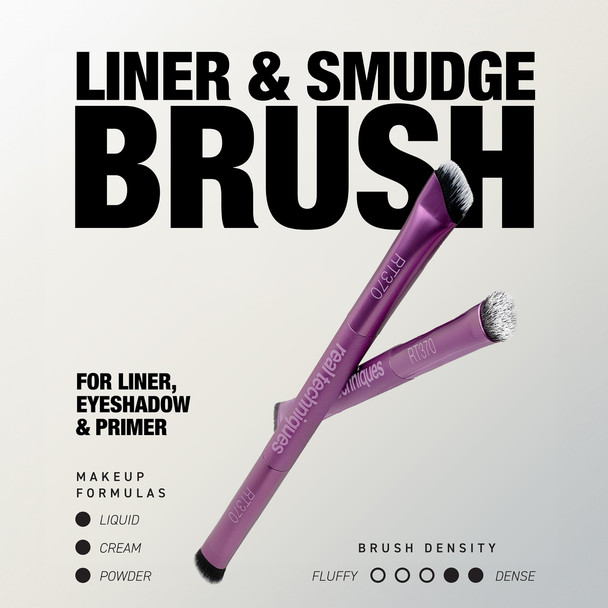 Real Techniques Liner & Smudge Brush Dual-Ended Eye Brush For Eyeliner Eyeshadow & Smoky Eye Blending Precision Detail Makeup Brush With Soft Bristles Cruelty- 1 Count