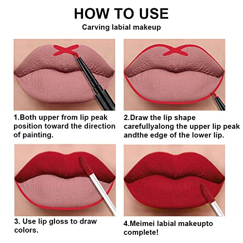 Evpct Dark Brown Ruby Deep Red Matte Lip Liner Pencil And Liquid Lipstick Sets For Women Long Lasting Waterproof 24 Hour Lipstick Lip Stick/Gloss Set Labiales Mate 24 Horas Originales 02 3Pcs