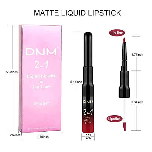 Evpct Dark Brown Ruby Deep Red Matte Lip Liner Pencil And Liquid Lipstick Sets For Women Long Lasting Waterproof 24 Hour Lipstick Lip Stick/Gloss Set Labiales Mate 24 Horas Originales 02 3Pcs