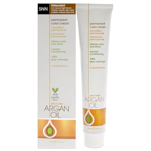 Onen Only Permanent Hair Color - Permanent Hair Dye Made With Argan Oil - Delivers Rich Accurate Tones With Gray Coverage - Improves Moisture & Elasticity - 5Nn Rich Natural Light Brown ( ) 3 Oz