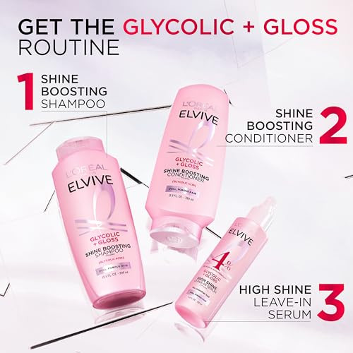 L'oreal Paris Elvive Glycolic + Gloss Shine Boosting Shampoo Cleanses And Smooths Dull Porous Hair Into High-Shine Glossy Hair 28 Fl Oz
