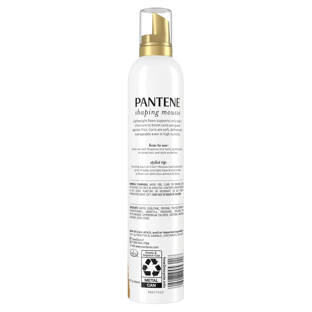 Pantene Curl Mousse For Curly Hair Tames Frizz For Soft Touchable Curls Each ( ) 6.6 Oz Pack Of 3