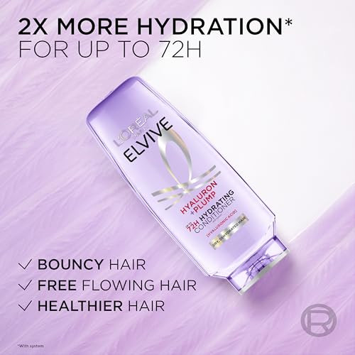 L'oreal Paris Elvive Hyaluron Plump Hydrating Conditioner For Dehydrated Dry Hair Infused With Hyaluronic Acid Care Complex Paraben- 12.6 Fl Oz