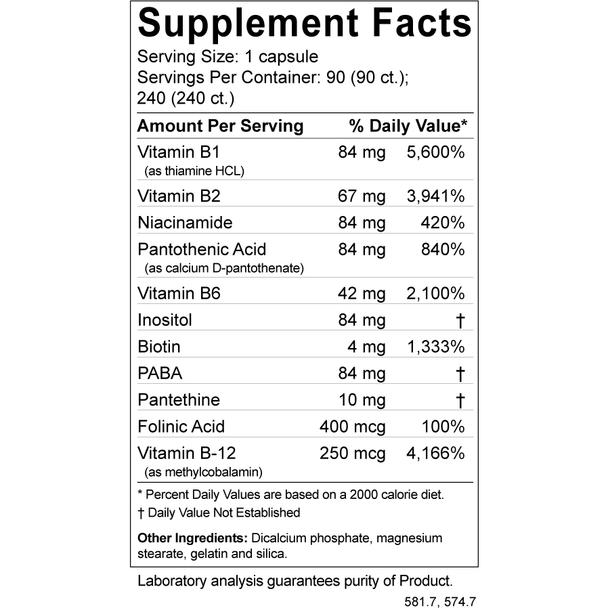 B Vitamins Hi Potency 90 Caps By Bodybio