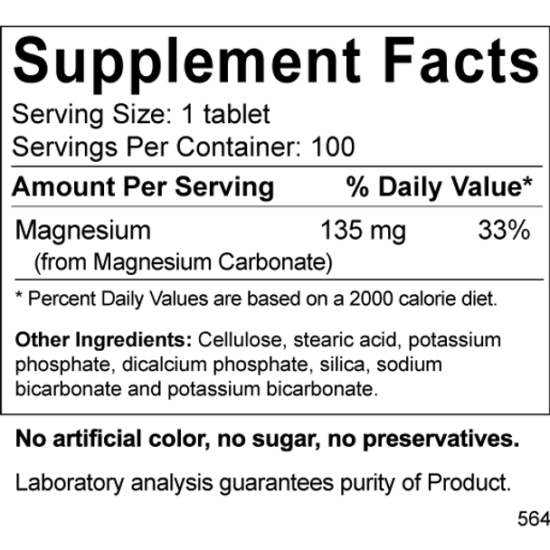 Magnesium Carbonate 135 mg 100 tabs by BodyBio DISCONTINUED