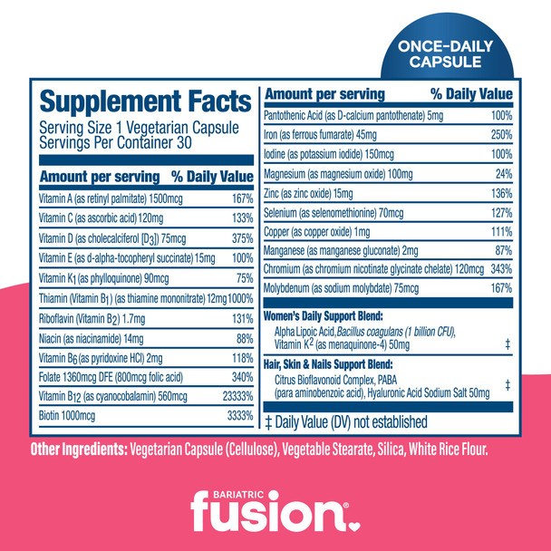 Bariatric Fusion Multivitamin With Iron For Women 30 Capsules