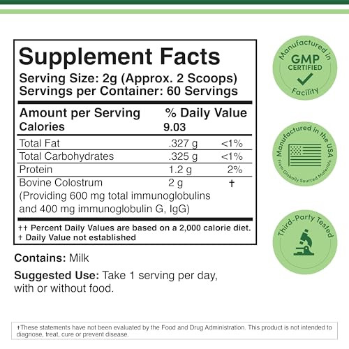 Double Wood Supplements Bovine Colostrum Powder For Women And Men For Gut Health 120 Grams