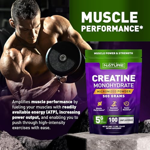 Built By Nature Creatine Monohydrate Powder 100 Servings 500 Grams