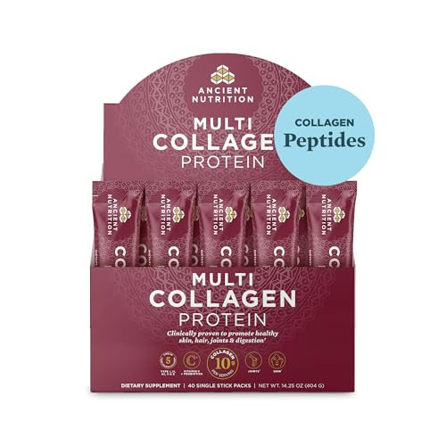 Ancient Nutrition Collagen Peptides Powder Multi Collagen Protein Women & Men Vitamin 40 Stick