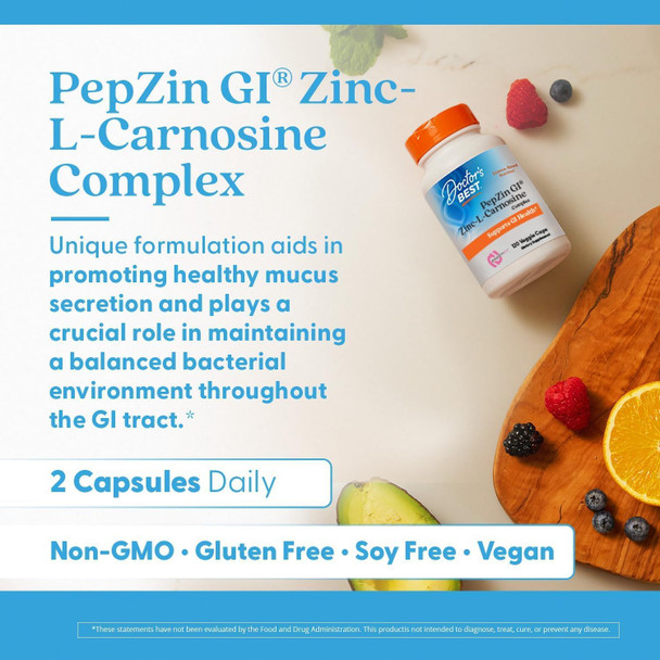 Doctor's Best Pepzin Gi Zinc L Carnosine Complex For Men & Women 120 Veg Capsules