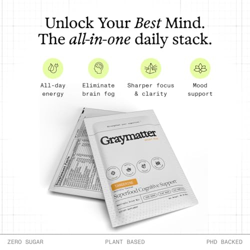 Graymatter Bright Mind Nootropic Powder (6 Travel Packets Variety Pack: Cacao
