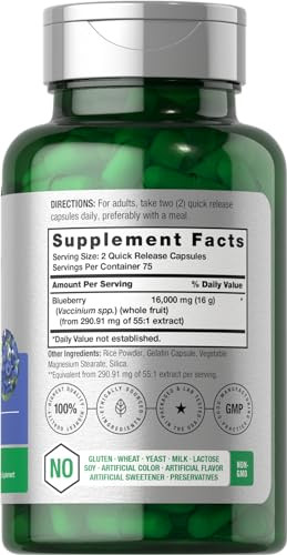 Horbaach Blueberry Concentrate Extract Supplement 150 Capsules