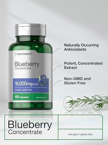 Horbaach Blueberry Concentrate Extract Supplement 150 Capsules