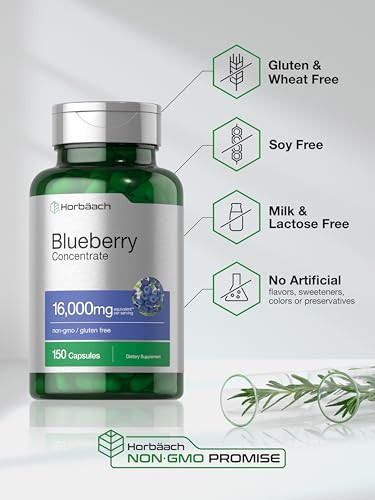 Horbaach Blueberry Concentrate Extract Supplement 150 Capsules