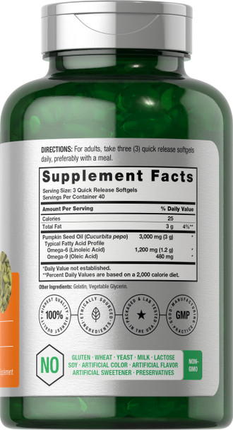 Horbaach Pumpkin Seed Oil 120 Softgel 3000Mg