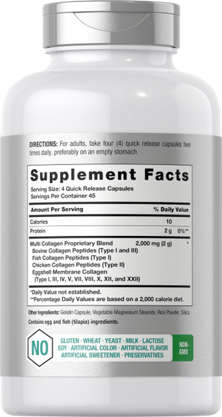 Horbaach Multi Collagen Protein 180 Capsules 2000 Mg