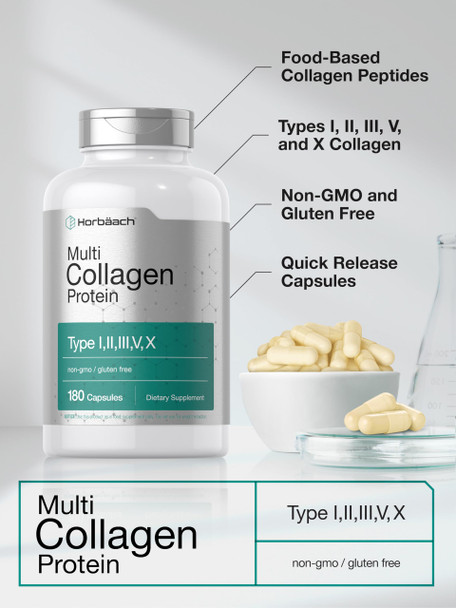 Horbaach Multi Collagen Protein 180 Capsules 2000 Mg