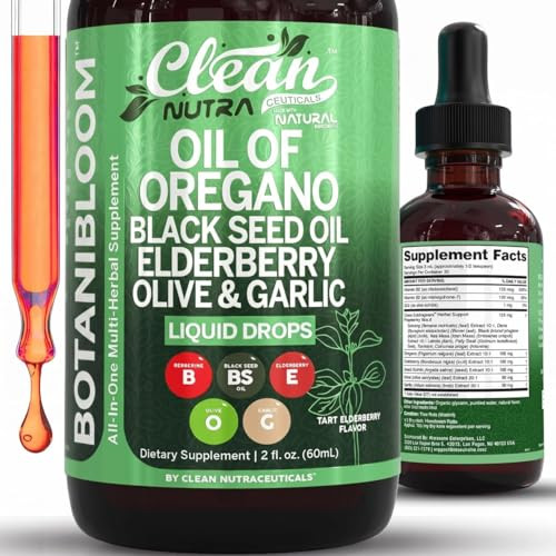 Clean Nutraceuticals Nutra Oil Of Oregano Drops Black Seed Oil Elderberry Vitamin 2 Fl Oz