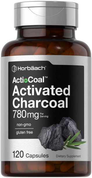 Horbaach Charcoal Pills 120 Capsules 780Mg