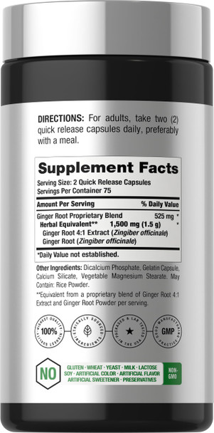 Horbaach Ginger Root Extract Supplement 150 Capsules