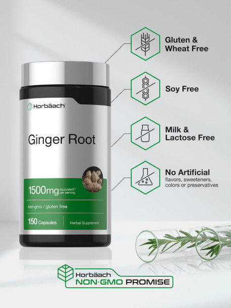Horbaach Ginger Root Extract Supplement 150 Capsules
