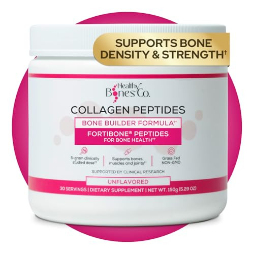 Healthy Bones Co Fortibone Collagen Peptides Essential Bone Builder Hydrolyzed Collagen Powder For 30 Servings