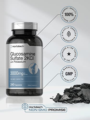 Horbaach Glucosamine Sulfate 2Kci With Potassium 240 Capsules 3000Mg
