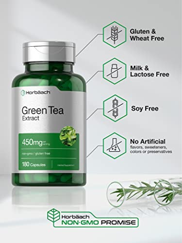 Horbaach Green Tea Extract Supplement 180 Capsules 450Mg