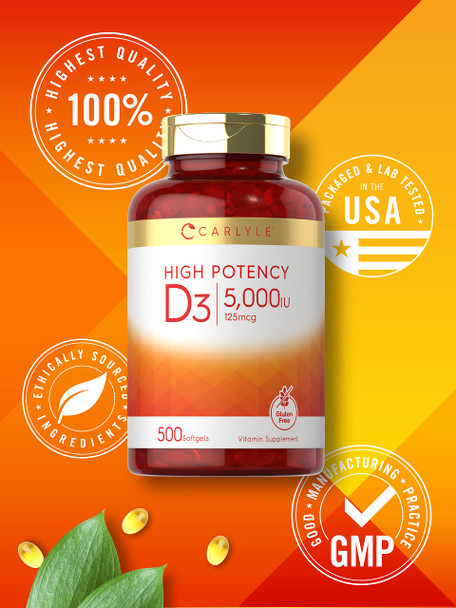 Carlyle Vitamin D3 Softgels 500 Count 5000 Iu