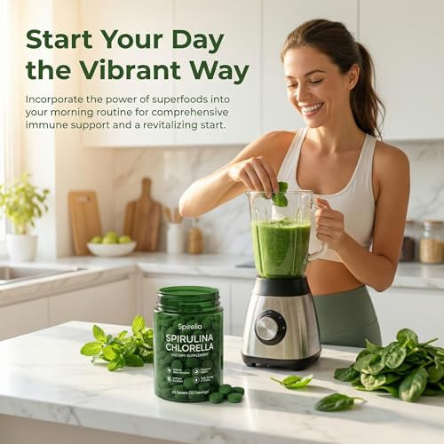 Art Anime Spirelia Spirulina & Chlorella Tablets Plant Based Complex With Protein & 60 Tablets