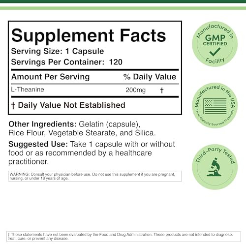 Double Wood Supplements L Theanine Double Strength 120 Capsules 200Mg