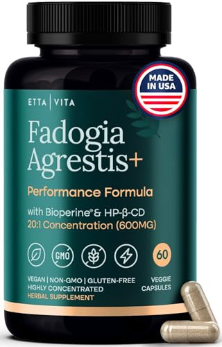 Etta Vita Organic Fadogia Agrestis For Natural Test Support (2X More Pure 60Ct 600Mg