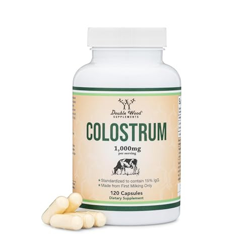 Double Wood Supplements Colostrum Supplement Per Serving (Bovine Colostrum Powder From First Milking 120 Capsules 1000Mg