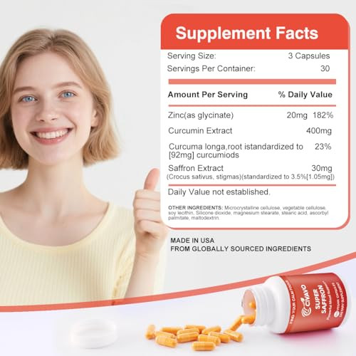 Civavo Super Saffron Supplements For A Happy Mind & Body 90 Capsules 30Mg