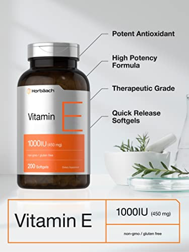 Horbaach Vitamin E Softgel Capsules 200 Count 1000 Iu