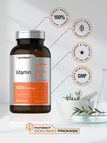 Horbaach Vitamin E Softgel Capsules 200 Count 1000 Iu