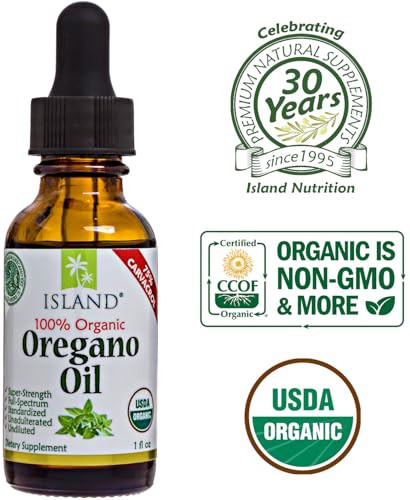 Island Nutrition Oregano Oil Organic Liquid Drops 1 Oz