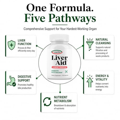 Liverite Liver Aid With Milk Thistle Liver Support Supplement With Amino 150 Capsules