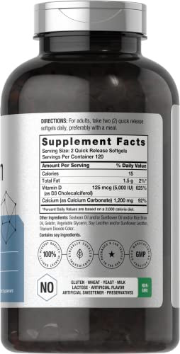 Horbaach Calcium With Vitamin D3 240 Softgels 1200 Mg