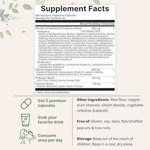Micro Ingredients Probiotics For Women 100 Billion Cfu With Prebiotics 120 Veggie Capsules