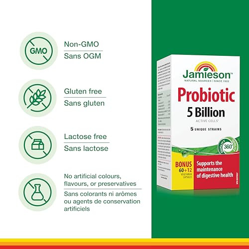 Jamieson Laboratories Probiotic 5 Billion Regular Strength Supplement 60 Count