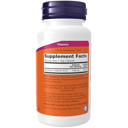 Now Foods Supplements Vitamin B 2 (Riboflavin) Energy Production 100 Veg Capsules 100 Mg