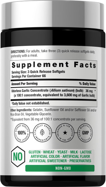 Horbaach Odorless Garlic Softgel Supplement