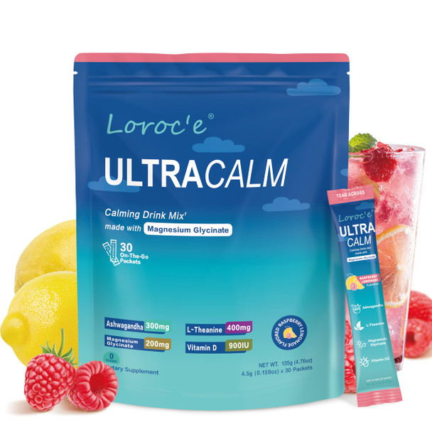 Loroc'e Ultracalm Super Cortisol Drink With Magnesium Glycinate Ashwagandha L Theanine Vitamin 30 Servings