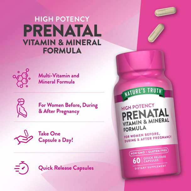 Nature's Truth Prenatal Vitamins With Folic Acid 60 Capsules
