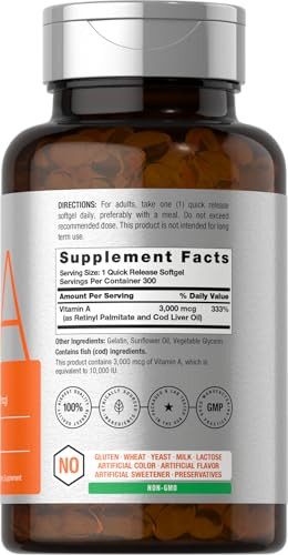 Horbaach Vitamin A Softgels 300 Count 10000 Iu