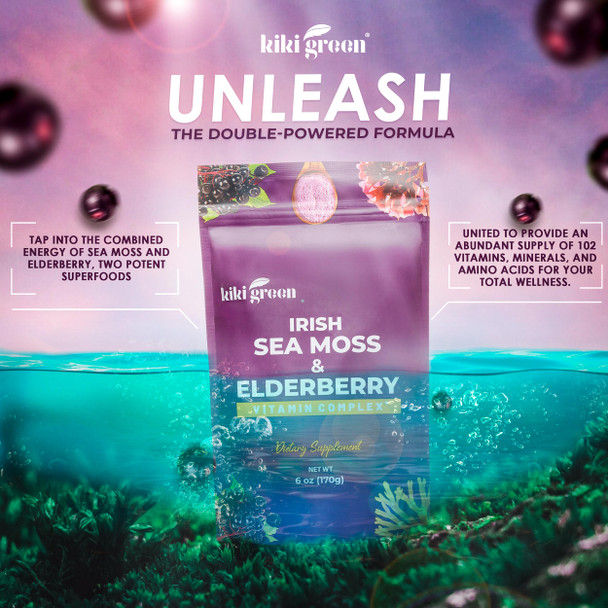 Kiki Green Sea Moss Powder With Elderberry 6 Oz